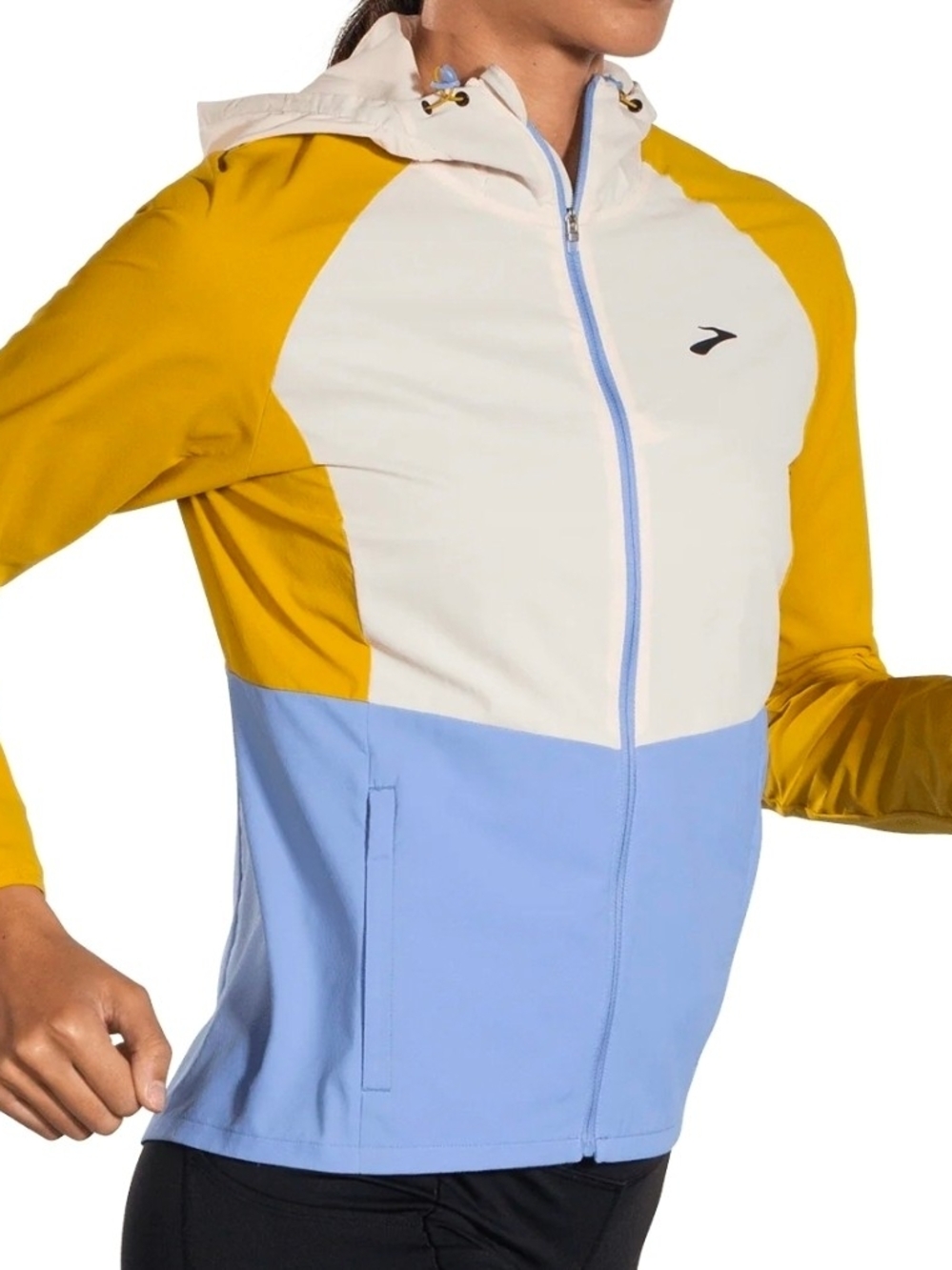 Women's
Brooks Canopy Jacket Lightweight Hooded- Yellow/White/Blue